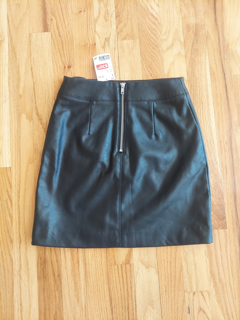 Faux Leather Black Mini Skirt with Back Zip